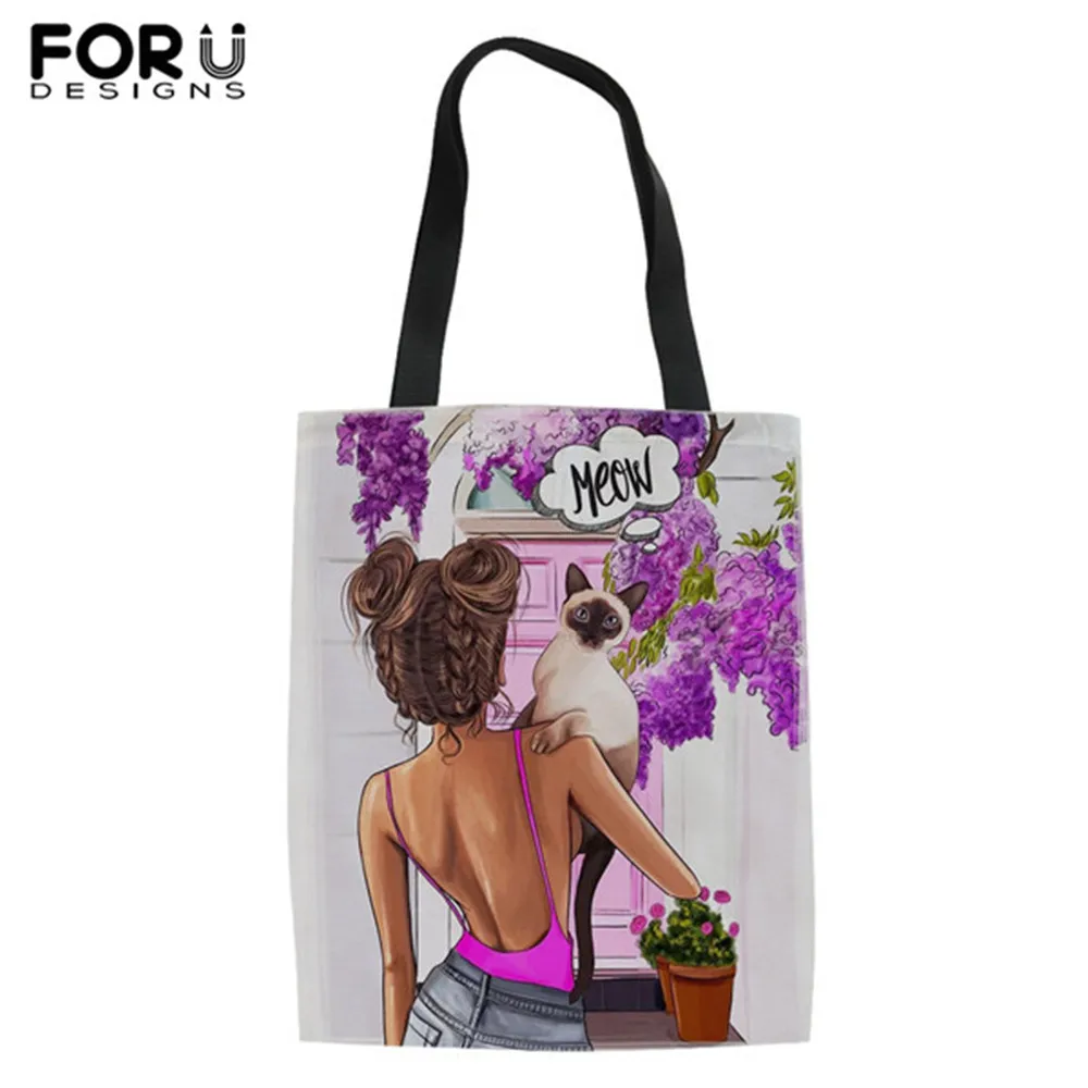 FORUDESIGNS/Льняная сумка, Женская многоразовая хозяйственная сумка, повседневная женская Холщовая Сумка с принтом для мамы и королевы, женская сумка на плечо