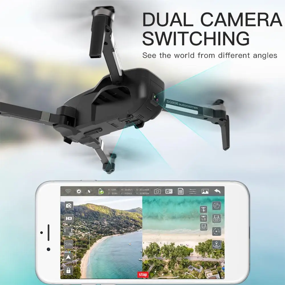 SG906 дрона с дистанционным управлением Quadcopter GPS smart follow с видом от первого лица селфи Складная 1080P со сверхвысоким разрешением Ultra HD, Камера жест съемку нажатием одной кнопки возврата