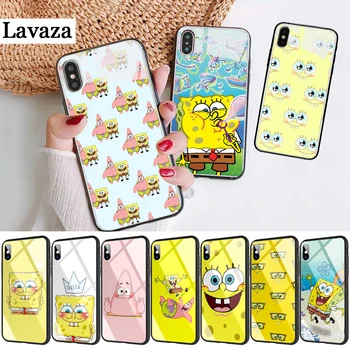 

323d Square Pants Sponge Bob Pattern Glass Case for Huawei P10 P20 P30 Lite Pro P Smart Y6 Primr Y9 Mate 20 Honor 7A Pro 8X 9 10