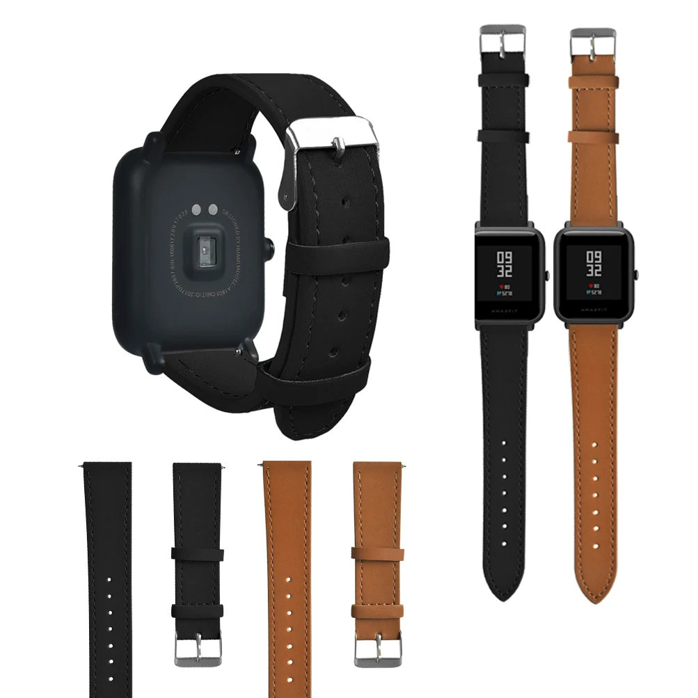 Винтажный Матовый кожаный ремешок для Xiaomi Huami Amazfit Bip Lite Молодежные наручные часы