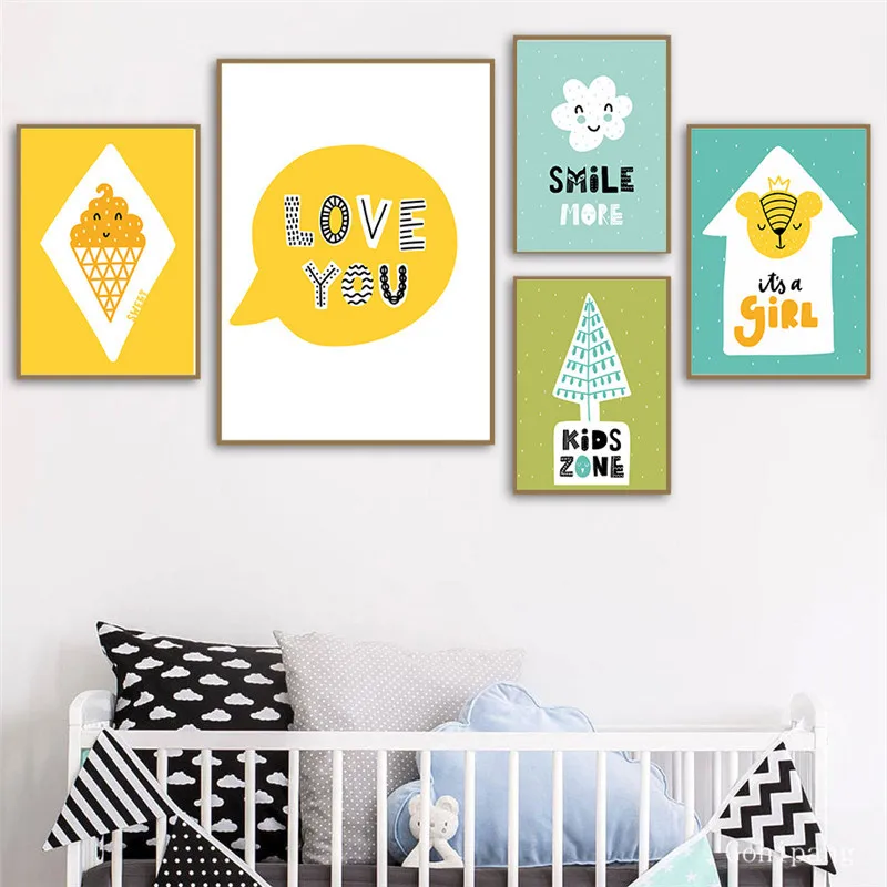 Nordic Ice Cream Cartoon Umbrella Picture Pattern Modern Poster Wall Art Poster Kit Bedroom Living Room Home Decor Picture