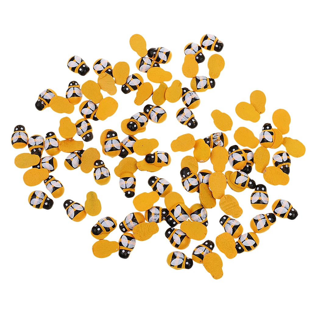 200pcs Tiny Wooden Bees Insects Embellishment Craft Scrapbooking DIY Crafts