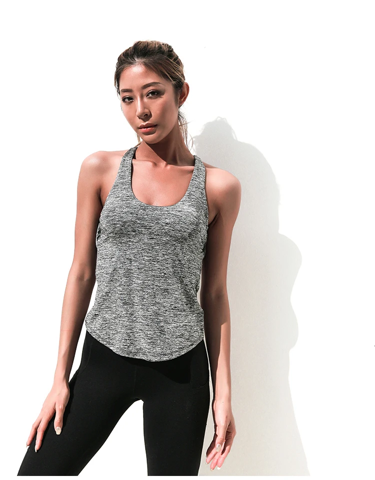 Fack Two Pcs Women's Inner Padd Yoga Top Tank Woman Sports Long Vests Fitness Running Shirt Gym Workout Clothes