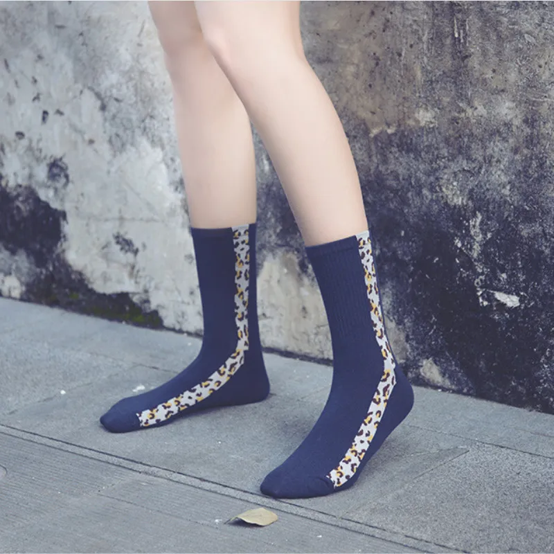 Осень-зима, модная уличная одежда, леопардовые забавные Женские носочки, японский стиль Харадзюку, Ретро стиль, хлопок, Calcetines Mujer Meias 121604