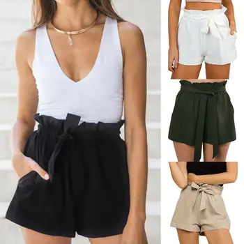 

Fashion Women Lady Sexy Shorts 2019 Summer Design High Waist Shorts Casual Beach Mini Short feminino Solid Shorts With Belt
