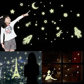 

DIY Stars Eiffel Tower Glow in The Dark Wall Stickers Fluorescent Luminous Decals