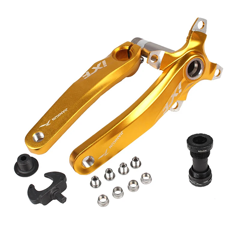 Yellow Crank Set Велосипедный Кривошип IXF левый/правый Кривошип+ Средний Вал алюминиевый MTB дорожный велосипедный шатун со звездами для велосипеда одна пластина Аксессуары для велосипеда - Цвет: Yellow Crank Set