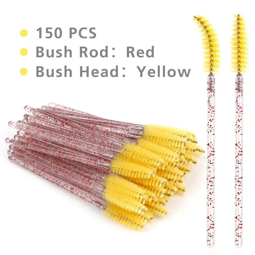 Red Rod Yellow Одноразовые аппликаторы 150 шт кисти ресницы макияж щеточки Одноразовые Тушь для ресниц палочки Аппликатор Кисть для глаз брови ложки - Handle Color: Red Rod Yellow