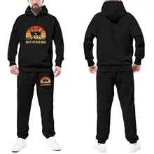 

Funny Cat Tracksuit Set Vintage Best Cat Dad Ever Funny Fathers Day Sale Sweatsuits Man Sweatpants and Hoodie Set Fishing
