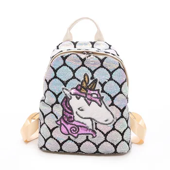 

Variable color Sequins Unicorn Backpack Fashion Glitter School Book Bag Girls Cute Hologram Laser PU Leather Travel Mochila