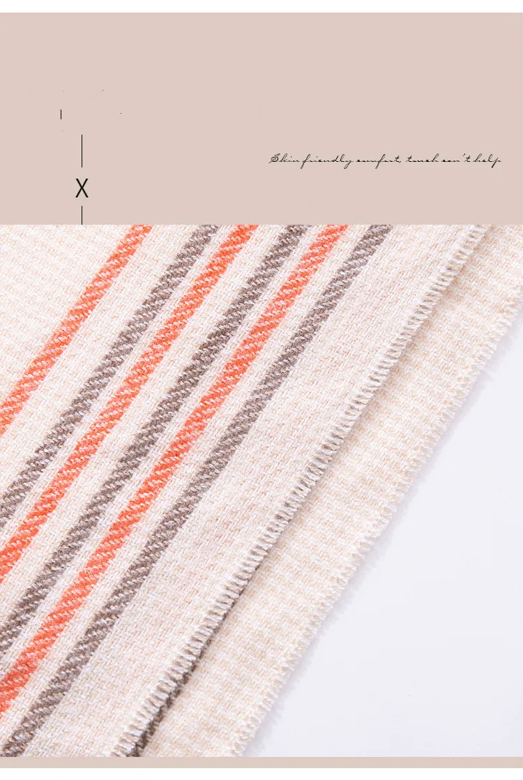 Autumn and winter new blanket scarf imitation cashmere boys and girls bib classic models long warm tassel striped scarf women