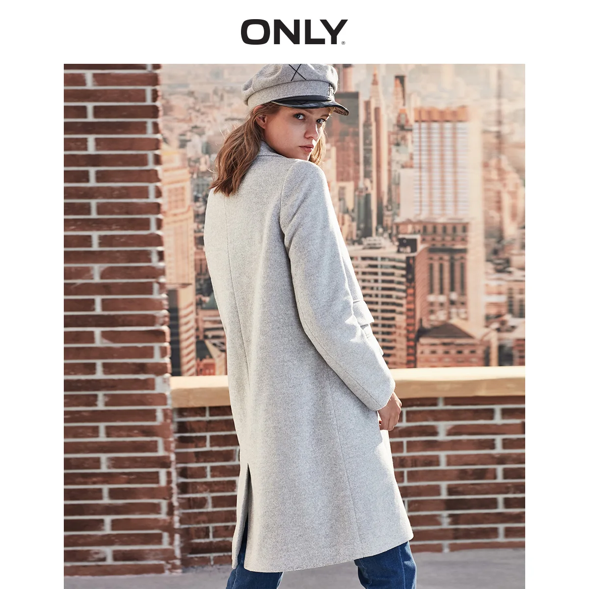 incredible  ONLY Winter wool Long Coat embroidery letter Jacket Clothes  11834S540