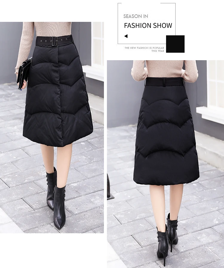 2XL hot Down Cotton Skirt Women Winter Plus Size Button belt loose Wrap Skirt Long Thick Warm High Waist Woman Skirts Elegant