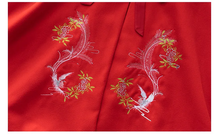 Hanfu/зимняя Длинная накидка с вышивкой для девочек; детская Мантия в китайском стиле; Рождественская накидка с капюшоном; Новогодняя одежда