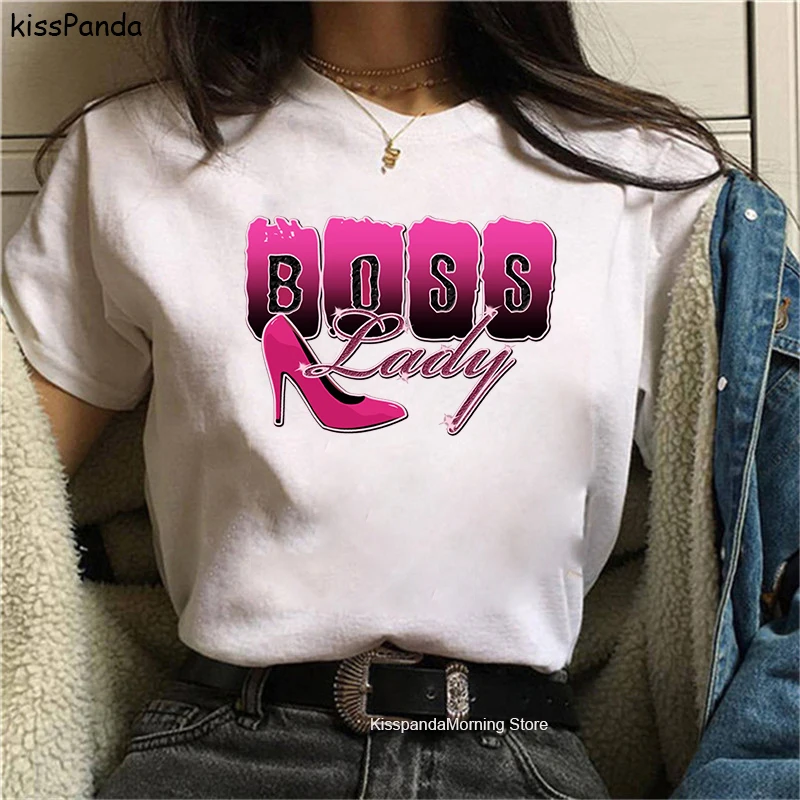 Женская футболка с буквенным принтом Boss creative Сексуальная в виде губ цветная