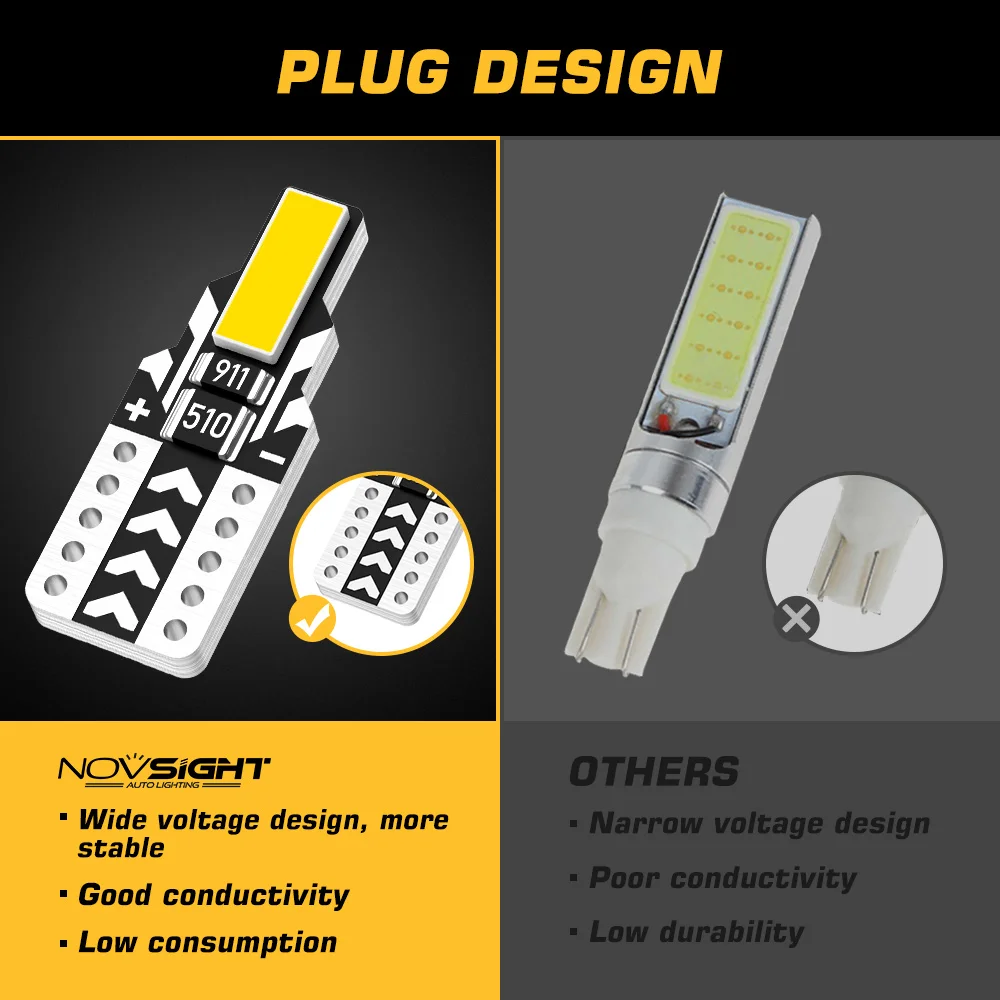 NOVSIGHT W5W T10 ڵ LED  7020 SMD LED ڵ ȣ  6000K 12V 100Lm ׸  Ʈ ڵ ׼