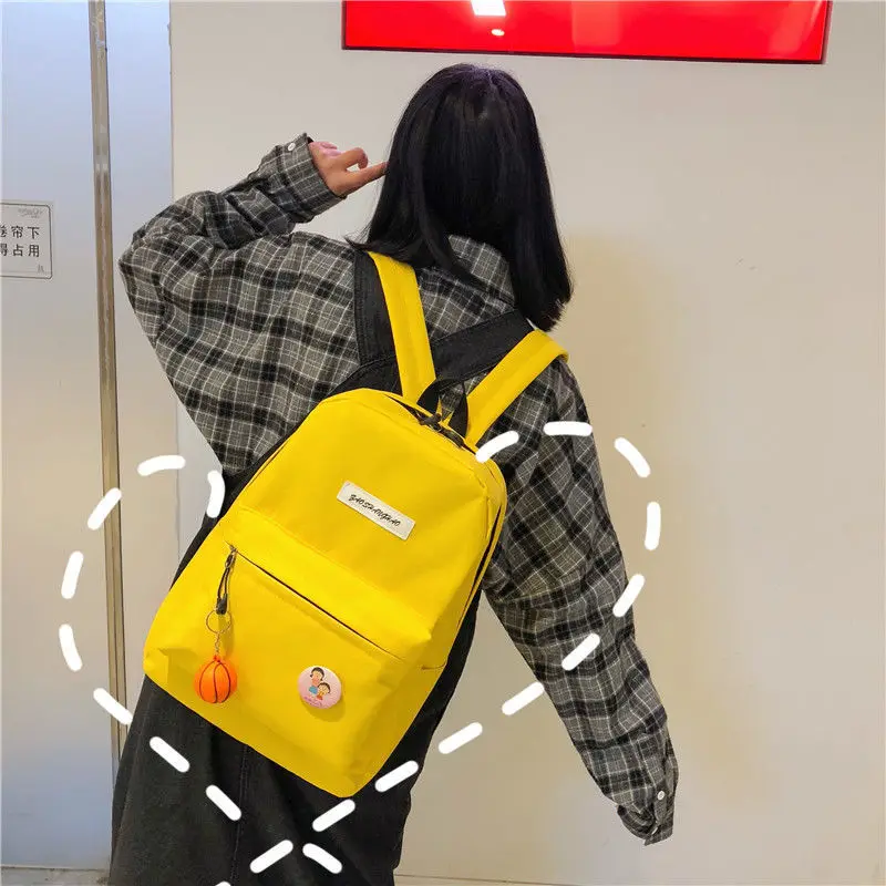 Женский рюкзак PUBGS, новинка, холщовые сумки для студентов, школьные сумки, 4 предмета в комплекте, с панелями, функциональные, повседневные, в консервативном стиле, большая ВМЕСТИТЕЛЬНОСТЬ - Цвет: Yellow Plus
