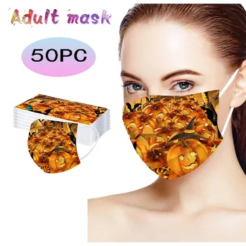 

Adult 10/20/30/50 PC Halloween Printed Breathable Disposable Mask Breathable With Elastic Earband Breathable Adult Mouth Mask