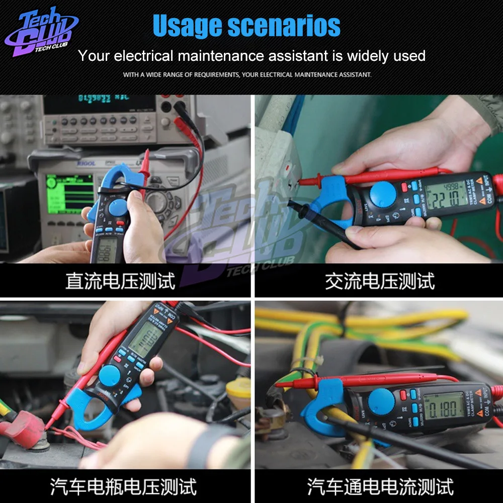 ACM91 Digital Clamp Meter Multimeter AC/DC Current 100A 1mA RMS Auto Range Live Check NCV Temp Frequency Capacitor Tester