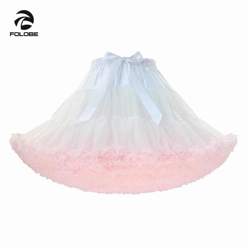 white pink FOLOBE лоскутное тюль юбка пачка юбки Женская Одежда для танцев, балета юбка Мини Нижняя юбка в стиле "Лолита" faldas de tull Mujer Saias TT004 - Цвет: white pink