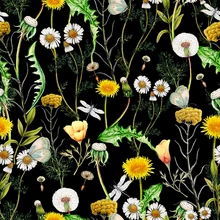 Poliéster cetim vestido de tecido flor floral padrão colorido borboleta personalizado libélula impresso pano fino retalhos