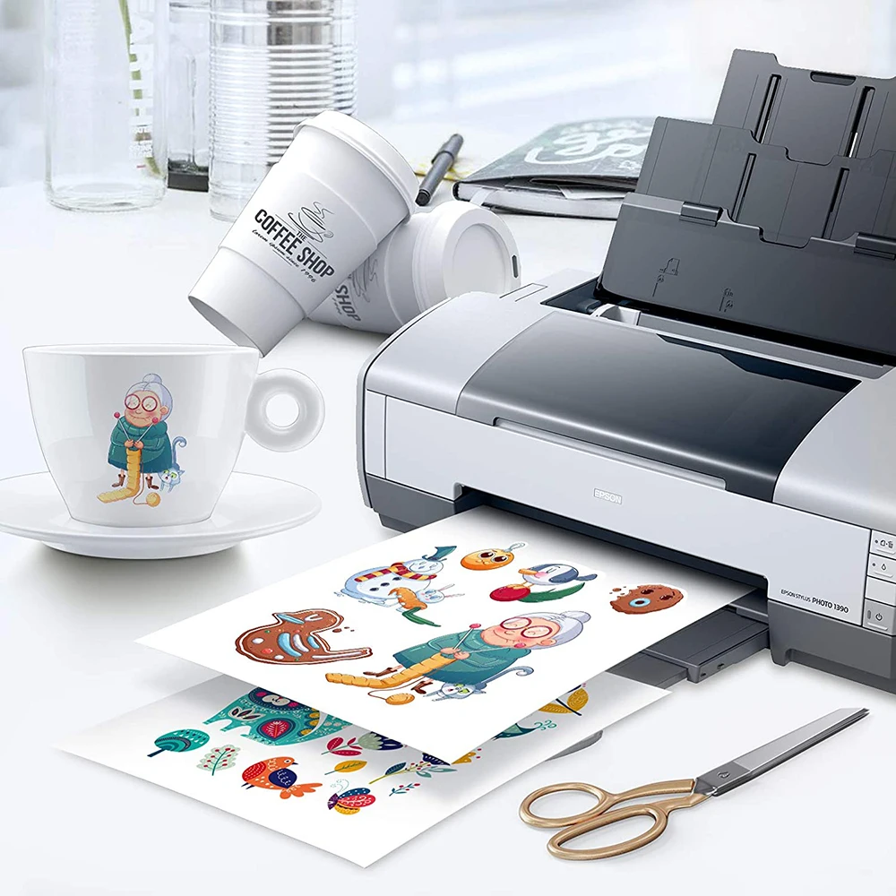 Papel adhesivo de vinilo para impresora de inyección de tinta, mate, brillante, impermeable, autoadhesivo, bricolaje, 10/20/40 hojas - AliExpress Suministros para oficina escuela