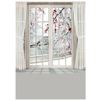 

3x5FT Photography Backdrop Blossom Flower Window Curtain Studio Photo Background