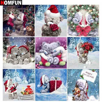

HOMFUN DIY Diamond Painting "Cartoon bear landscape" Full Drill Square Round Diamond Embroidery 5D Cross Stitch Decoration Home