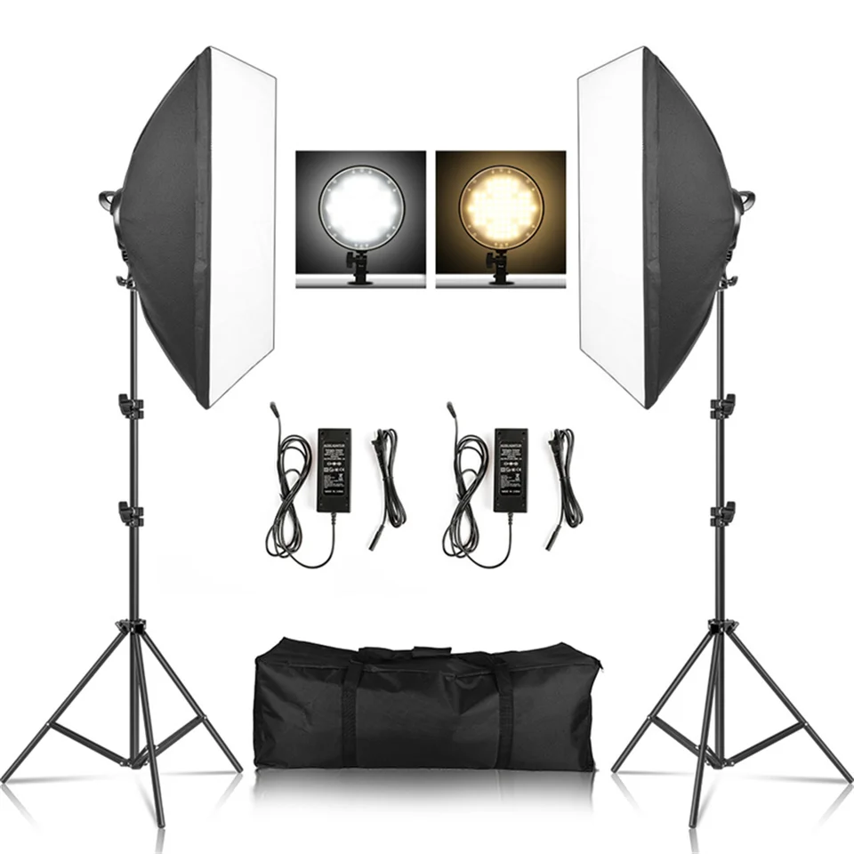 Softbox Light Photography Kit with Tripod and LED Bulbs