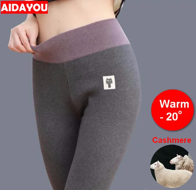 Cashmere Leggings Women High Waist Warm Autumn  Winter High Waist Cat Patchwork Thick Stretchy Mujer Legging  Slim ouc656 2
