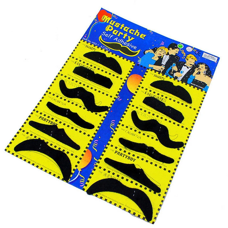 Funny Costume Halloween Party Mustache Cosplay Props Fake Moustache Fake Beard For Kids Adult Halloween Home Deco 12pcs halloween decoration props fake mustache