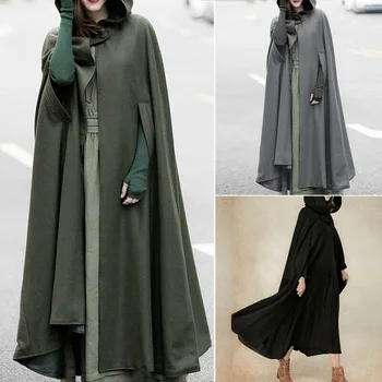 

women cloak hooded Winter Women Hooded Cloak Long Coat Ladies Jacket Outerwear Poncho