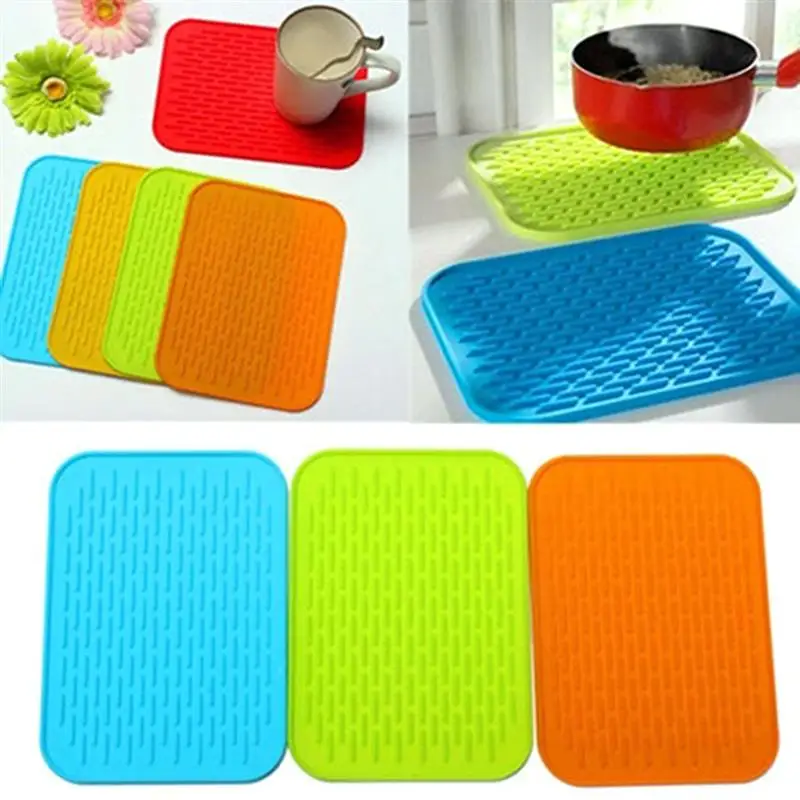 Non-Slip Heat Resistant Mat Colorful Silicone Coaster Cushion Placemat Pot Holder Hot Pad Table Silicone Mat Kitchen Accessories