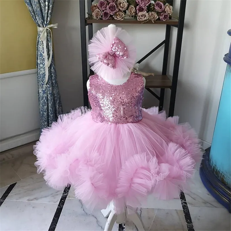 

Toddler Baby Girl Dresses Birthday Party Gown Glitter Sequined Kids Clothes Photography Props 1-14Y