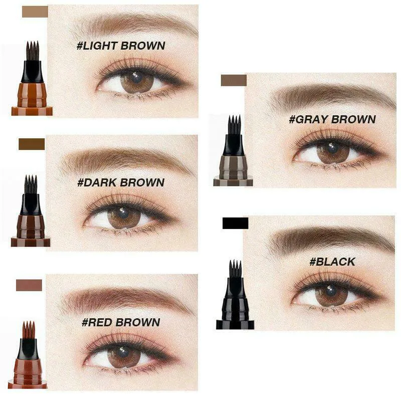 Hot 4 Points Eyebrown Pen Waterproof Fork Tip Long Last Sweat-proof Eyebrow Pencil Non-marking Anti-sweat Eye Brown Enhancer M3