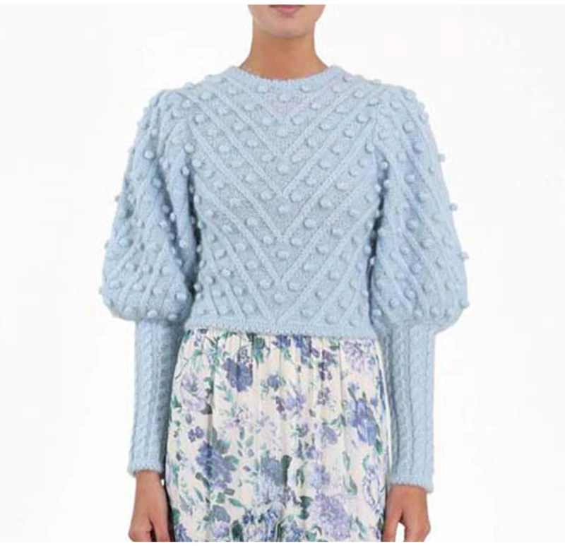 DICLOUD винтажный буф рукав вязаный свитер женский элегантный пуловер большого размера модная новая одежда зима
