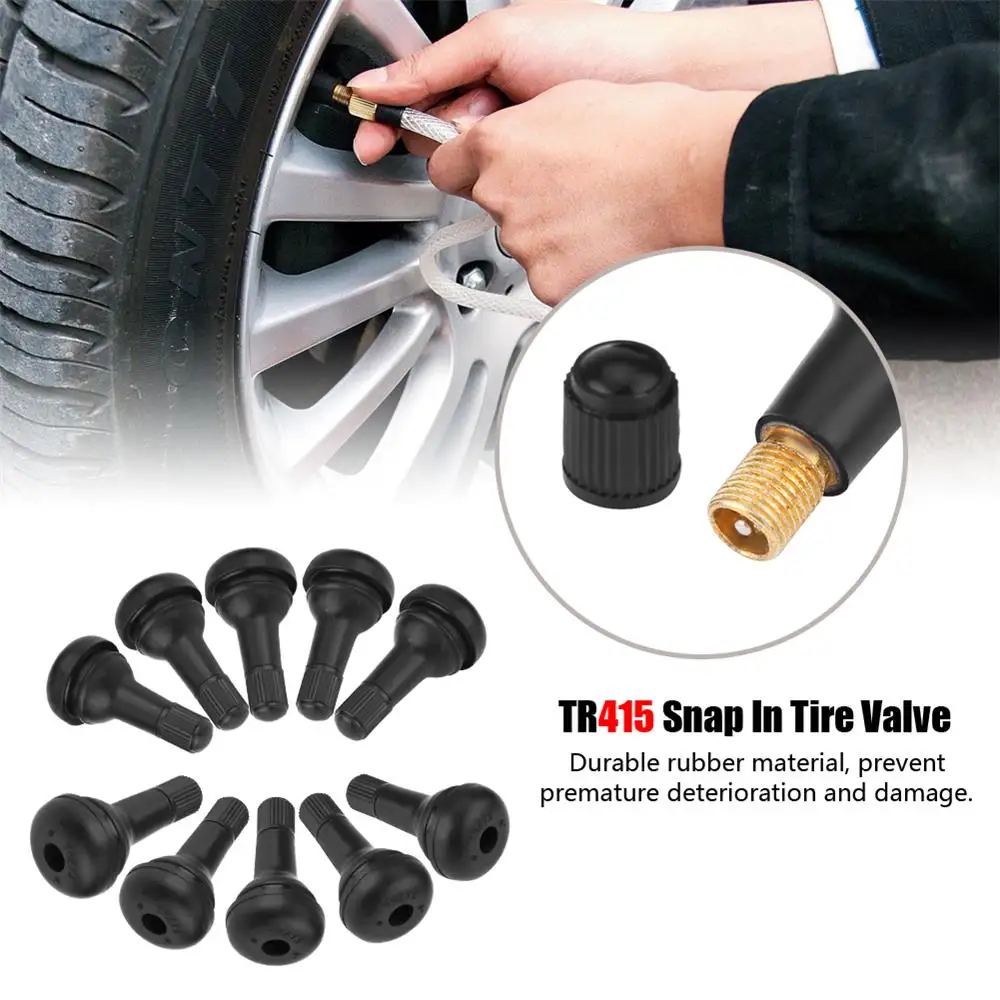 10Pcs Car Black TR 415 Tire Valve Stem Snap-In Auto 32mm Valve Hole Rubber Wheel 10Pcs Car Black TR 415 Tire Valve Stem Snap-In Auto 32mm Valve Hole Rubber Wheel
