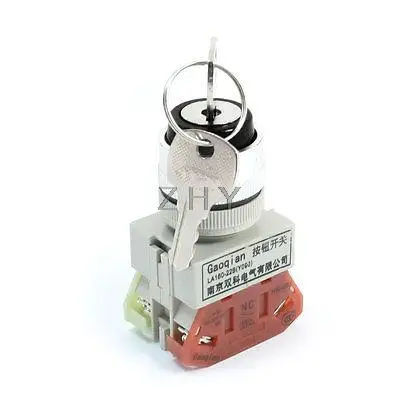 

10A 660V Panel Mount Latching 2 Position NO+NC DPST Rotary Switch w 2 Key