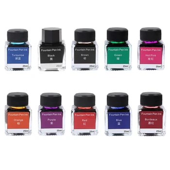 

25ml Colorful Non-carbon Ink for Dip Fountain Pen Calligraphy Writing Painting Graffiti School Office Stationery 10 Colors