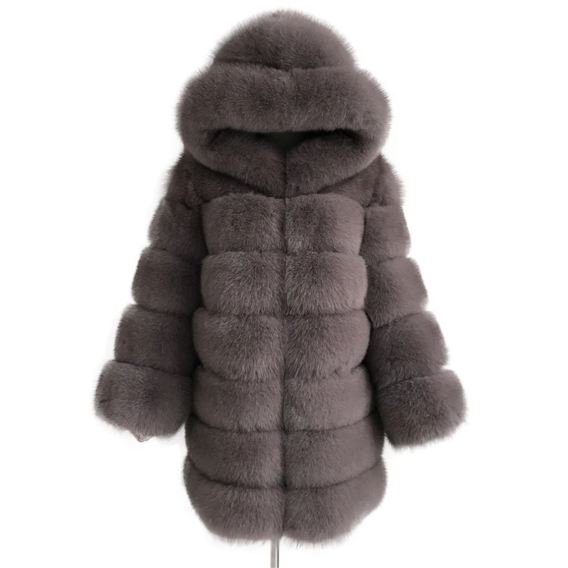 

Natural Fox Fur Long Hooded Coat Casual Women Clothes Russian Winter New Fashion Real Fox Fur Coat Ladies Big Fur Jackets