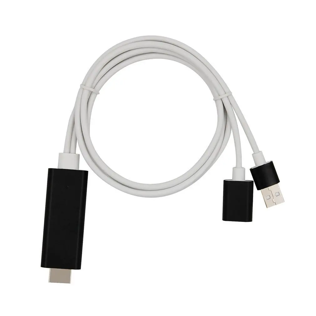 Черный 1080P Высокое разрешение видео аудио Преобразование HDMI кабель Plug And Play для iOS для Android зарядный кабель для HDTV мобильного телефона - Цвет: Черный