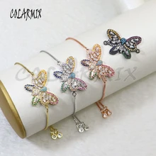 10 шт. браслеты с бабочками радужные хрустальные браслеты с подвесками радужные циркониевые аксессуары соединители браслеты для женщин 5703