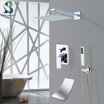 

Chrome Bathroom Shower Faucet Set Contemporary 3 Water Mode Waterfall Bathtub Faucet Wall-mounted Bathroom Shower Faucet