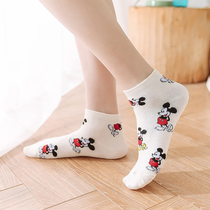 

Summer Spring Cartoon Invisible Cotton Socks Harajuku Female Cute Mouse Socks Korean Style Mickey Women Short Boat Socks 1 Pair