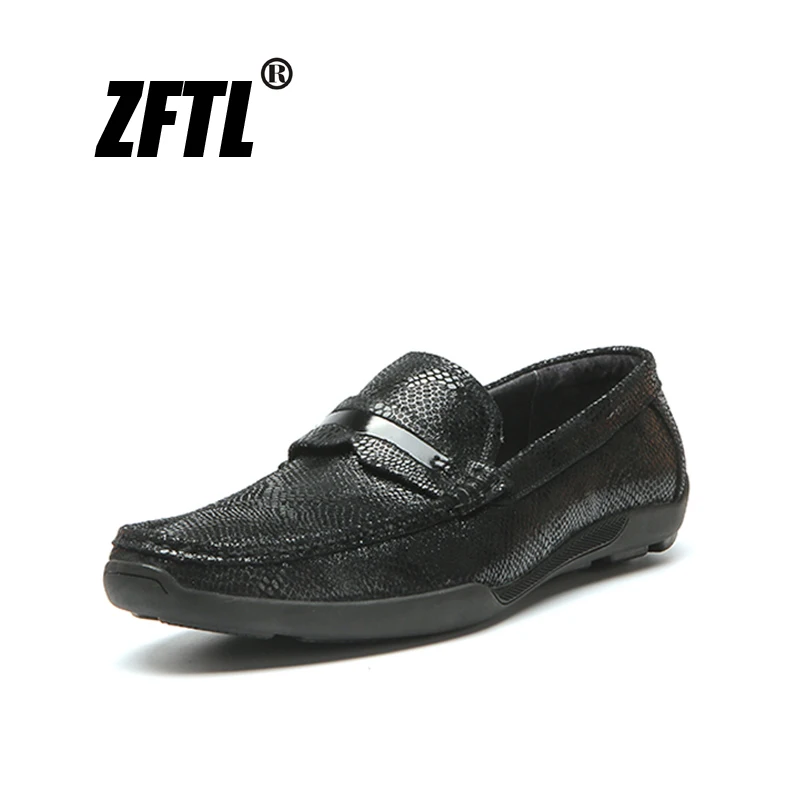 

ZFTL NEW men's loafers casual shoes man Genuine Leather Comfortable lazy shoes male casual boat shoes Driving shoes black 181