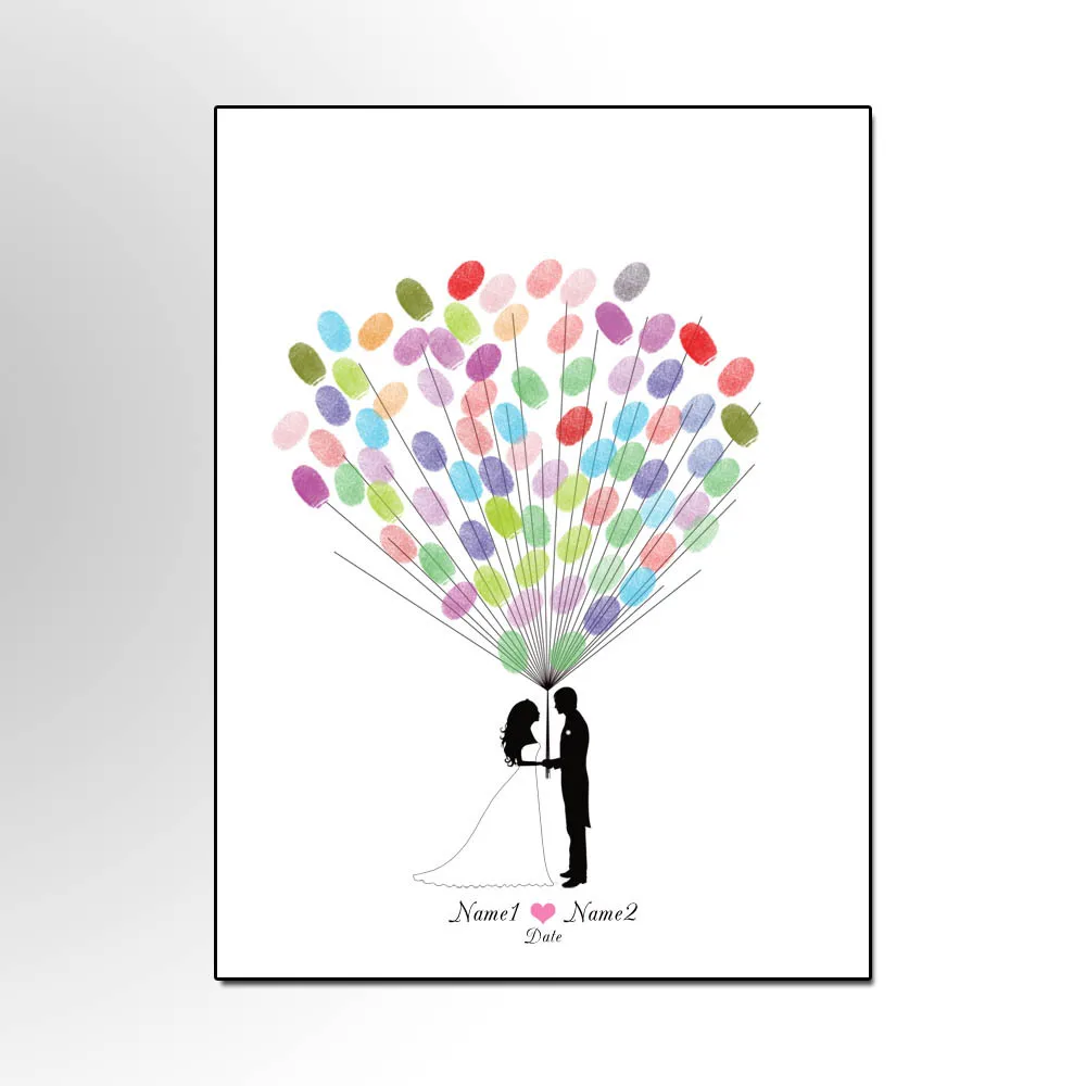 

Customized Wedding Signature Guest Books Bride&groom DIY Fingerprint Sign Wedding Guest Book Wedding DIY Fingerprint Painting