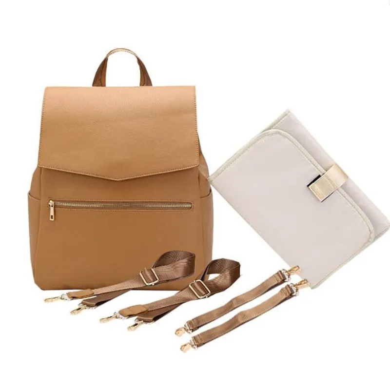 

PU Leather Backpack baby diaper bag nappy bags Maternity mommy infant for babies care organizer Hanging Tote Change pad