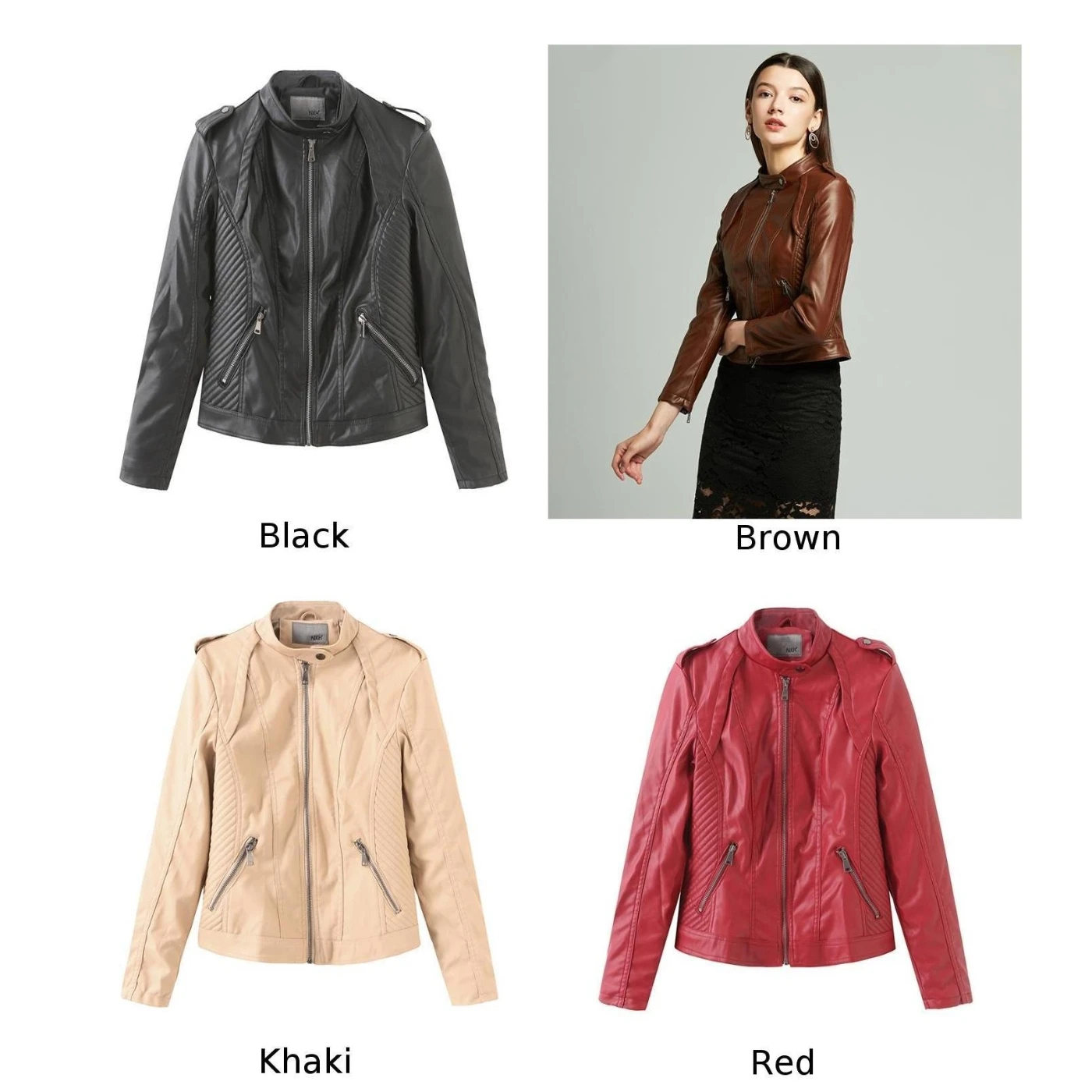 PU leather Women jacket Tops Ladies Coat cropped length Outdoor Long Sleeve Motorcycle Stylish biker club casual clothes female
