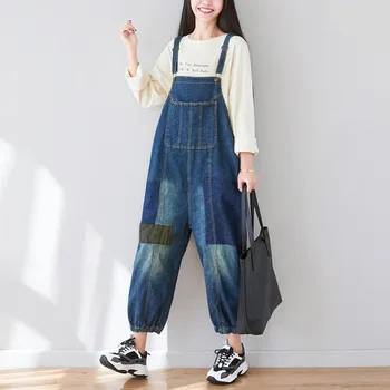 

Lady Personality Loose Denim Jumpsuit Women Distressed Jumpsuit Summer 2020 Casual Rompers Womens Paneled Denim Jumpsuit