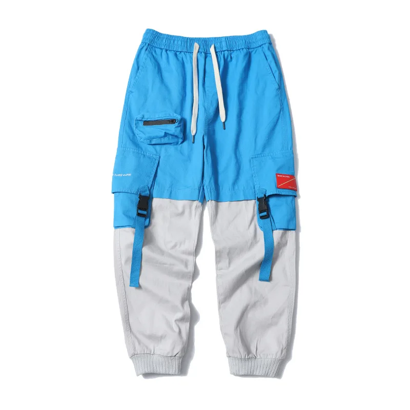 Blue Gray Модные уличные брюки мужские осенние мужские Штаны спортивные штаны хип-хоп шаровары брюки Джоггеры мужские брюки - Цвет: Blue Gray
